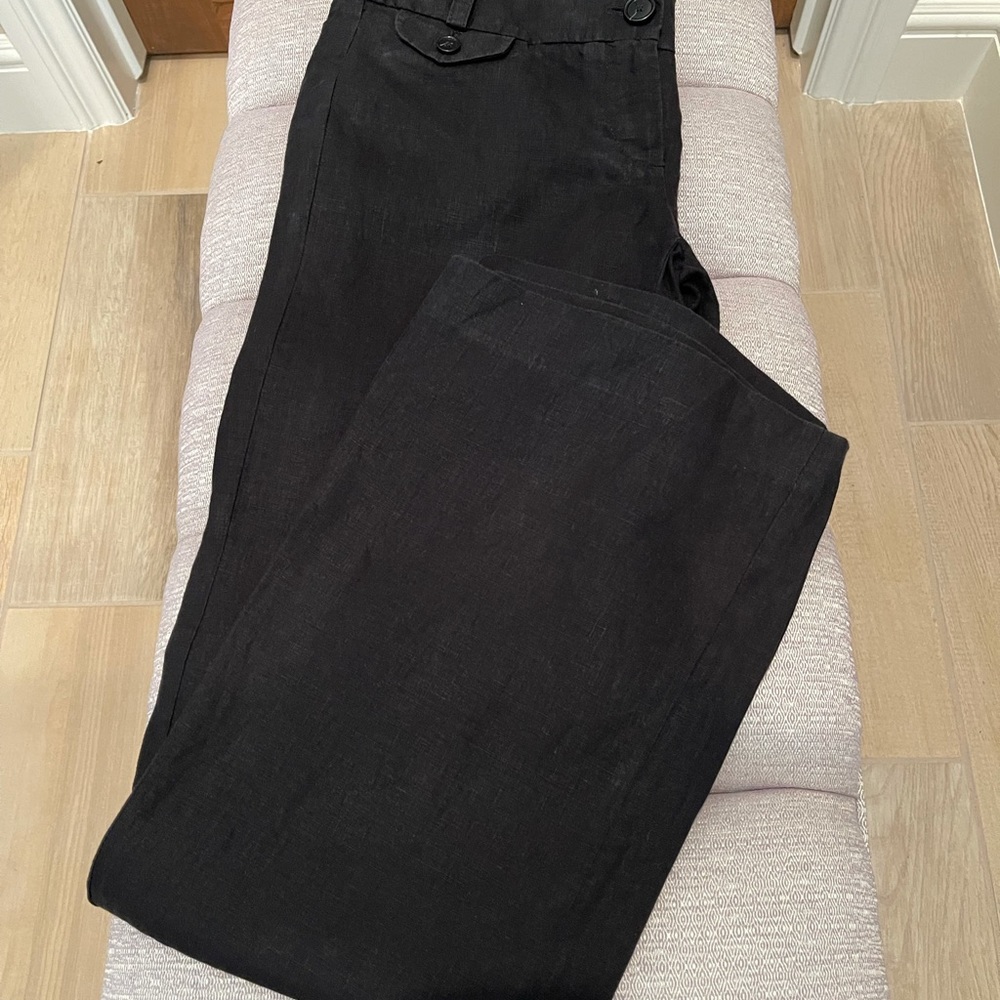Loft Black Linen Wide leg pants Sz 0